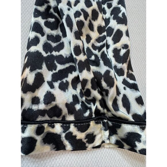 By Pink Womens Sleepwear Leopard Print Pajama Set Extra Large Black Tan - Picture 7 of 16